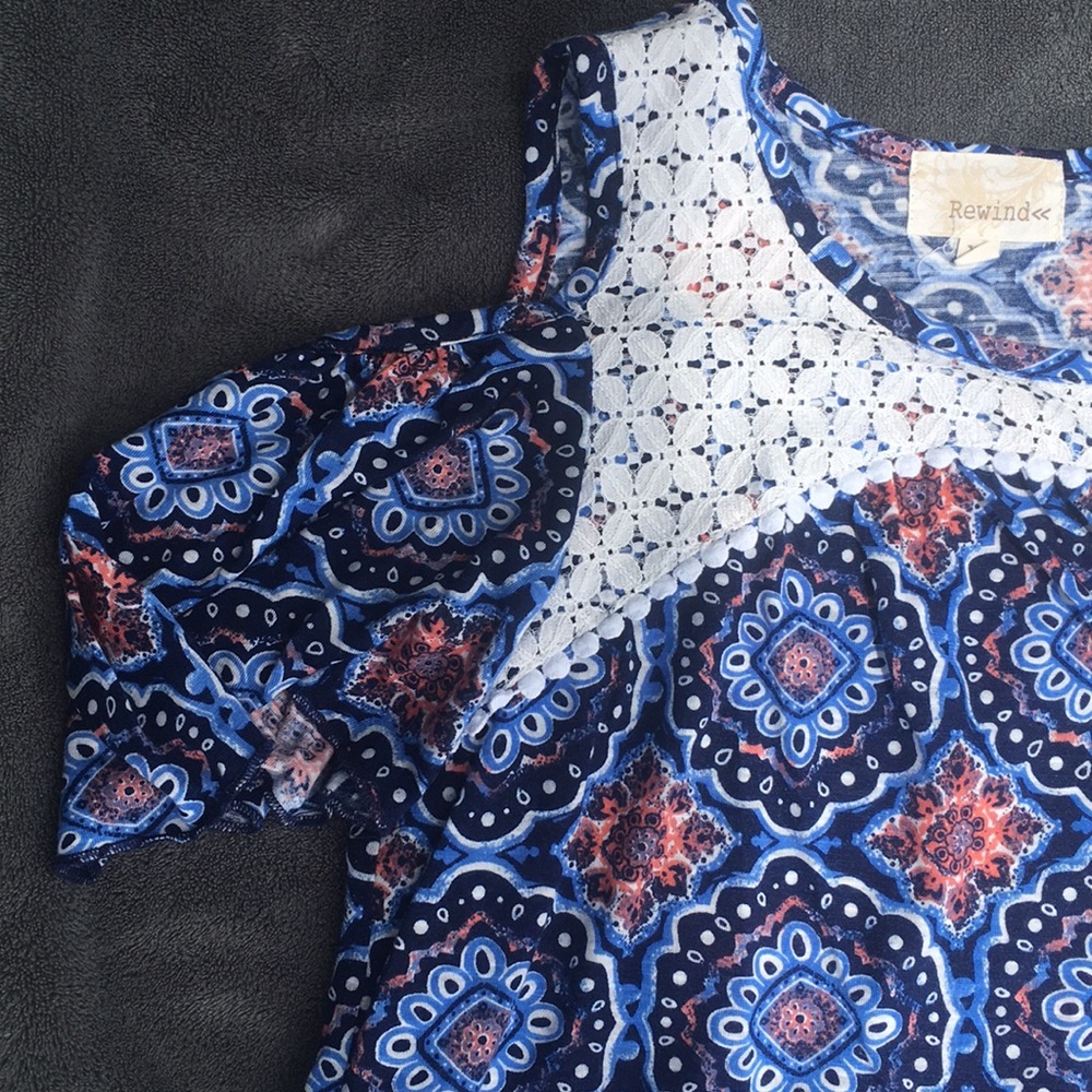 Rewind Girls Pattern & Lace Top